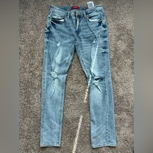 Guess Men's Light Blue Distressed Skinny Jeans
